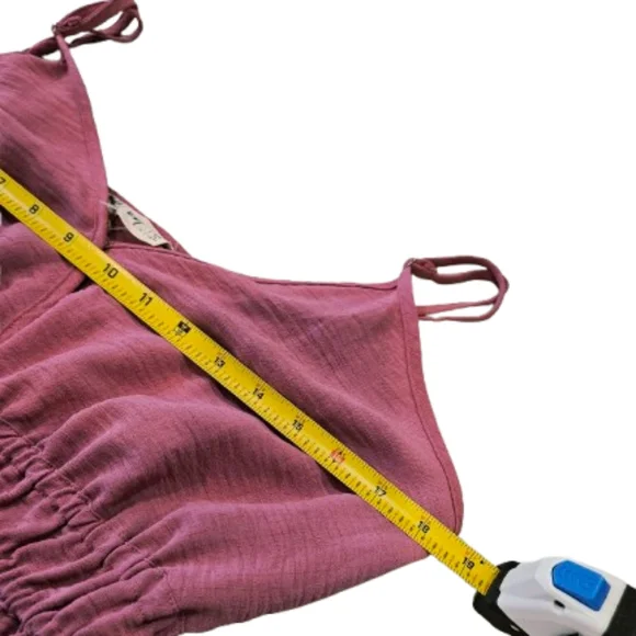 Mauve Pink Sleevless Gathered Waist Jumpsuit With Pockets - Picture 11 of 15